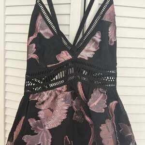 rebecca taylor Metallic Floral Tank Top Black Size 6